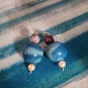 Elegant Blue and Purple Beaded Earrings